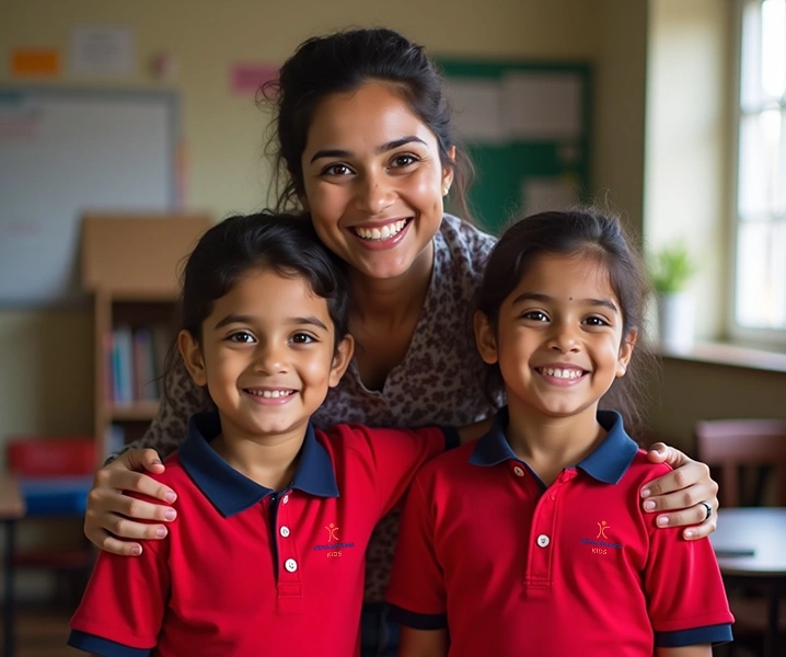 Happy children with caring teachers - vidya soudha kids