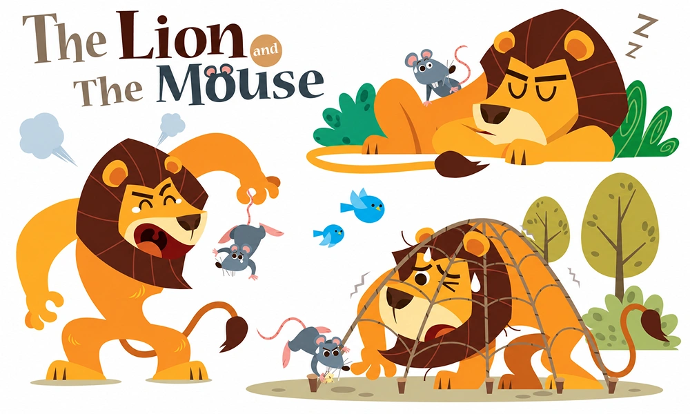 Lion and mouse short moral story in english for children