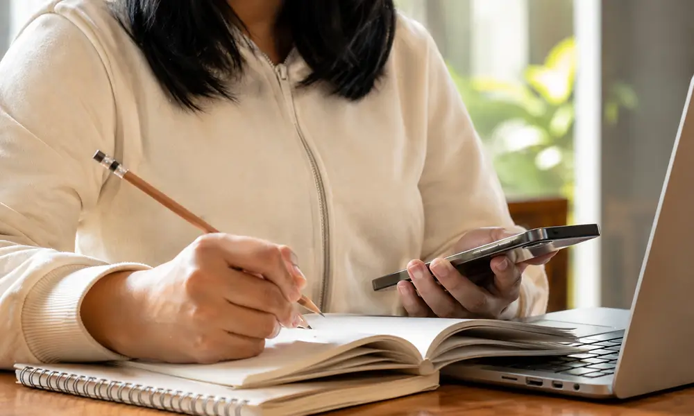 Student accessing educational content on social media