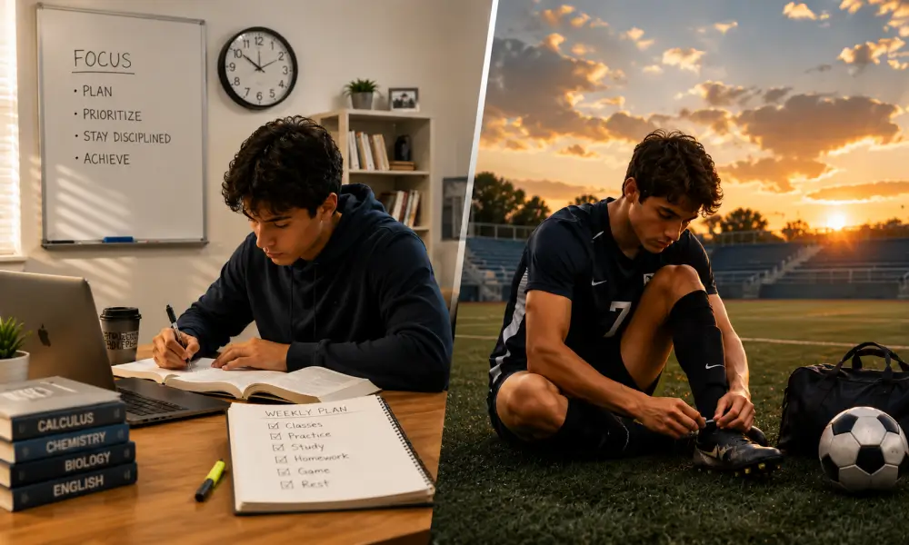 Student managing schedule for sports and academics